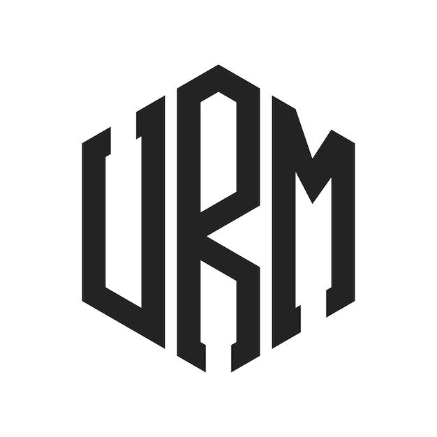 URM 로고 디자인 초기 글자 URM 모노그램 로고는 육각형 모양을 사용합니다.