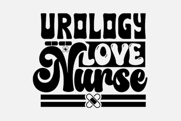 Urologie liefde verpleegster belettering met een kruis en een hart.