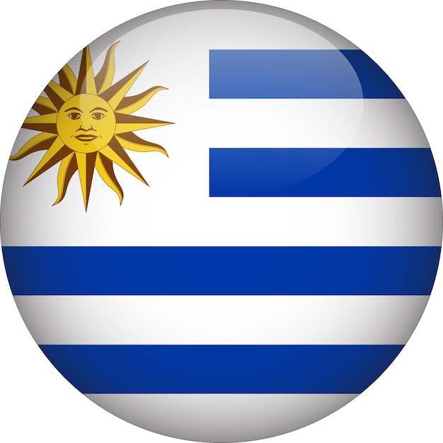 Uruguay 3D afgeronde vlag knop