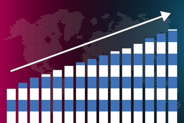 우루과이 막대 차트 그래프, 값 증가, 국가 통계 개념, 막대 그래프의 우루과이 국기