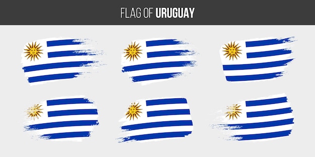 Uruguay flags Brush stroke grunge vector illustration flag of uruguay isolated on white