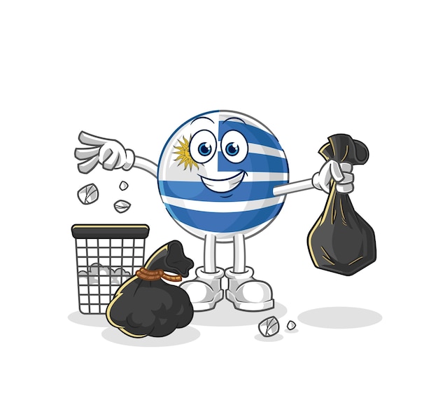 Uruguay gooien vuilnis mascotte cartoon vector