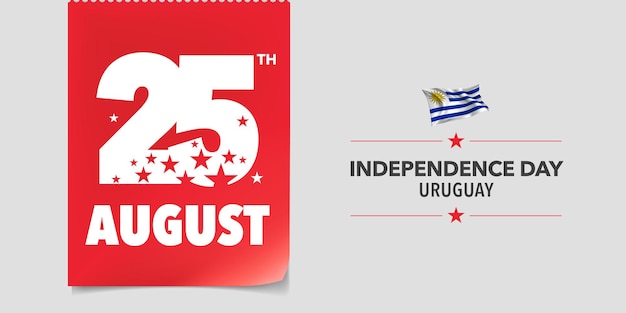 Vettore bandiera dell'uruguay felice giorno dell'indipendenza. giornata nazionale uruguaiana il 25 agosto con bandiera