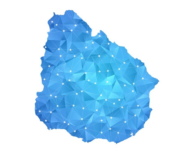 ウルグアイの地図の線の点は多角形の抽象的な幾何学的です。