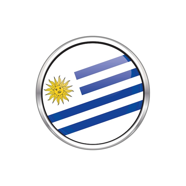 Uruguay national circle button flag vector