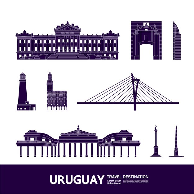 Uruguay reisbestemming grote illustratie.