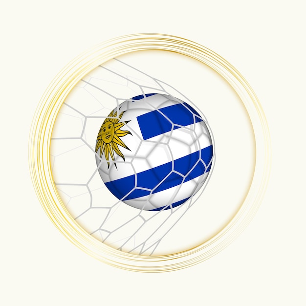 Uruguay scoring goal abstract football symbol with illustration of Uruguay ball in soccer net