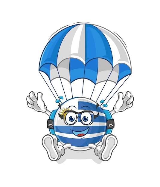 Vettore della mascotte del fumetto del carattere di paracadutismo dell'uruguay