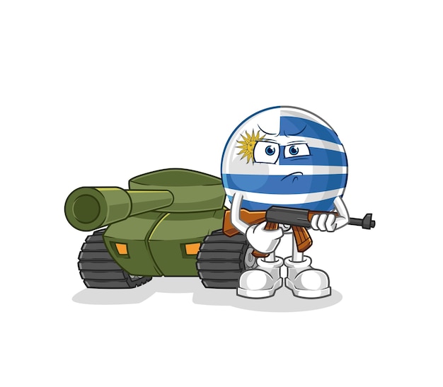 Vector uruguay soldaat met tank karakter cartoon mascotte vector