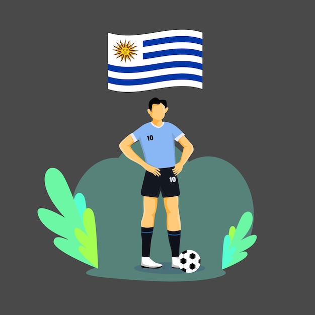 Vector uruguay speler plat concept karakterontwerp