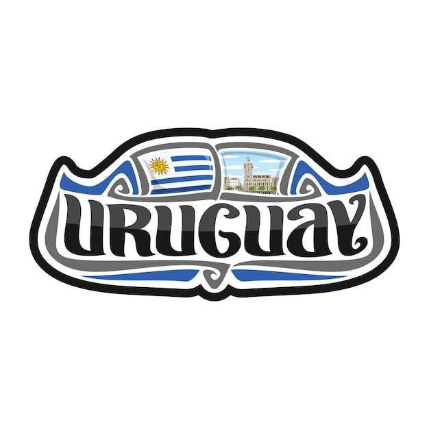 Уругвай Наклейка Флаг Логотип Знак Путешествия Сувенирная Иллюстрация