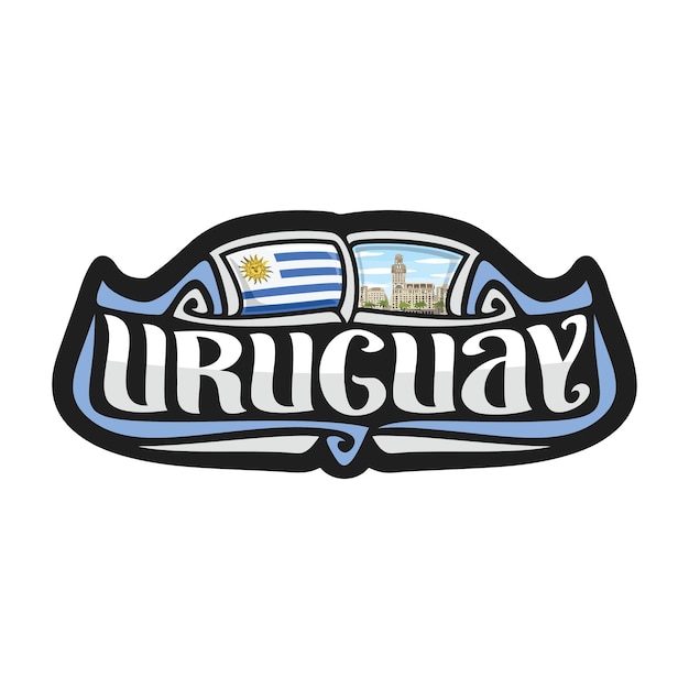 Illustrazione del ricordo di viaggio del distintivo del logo della bandiera dell'uruguay