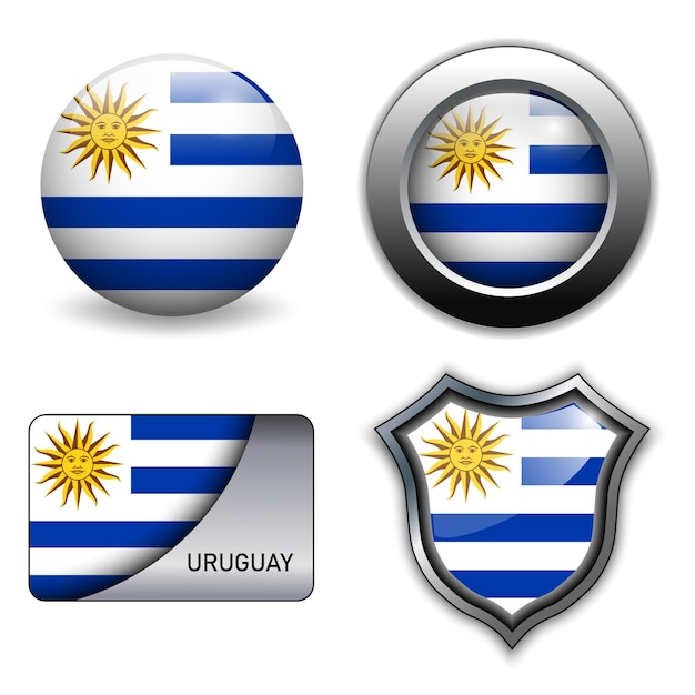 Uruguay vlag pictogrammen thema.