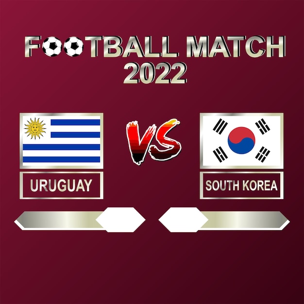 Uruguay vs corea del sud competizione calcistica 2022 modello vettore di sfondo per programma, risultato mat