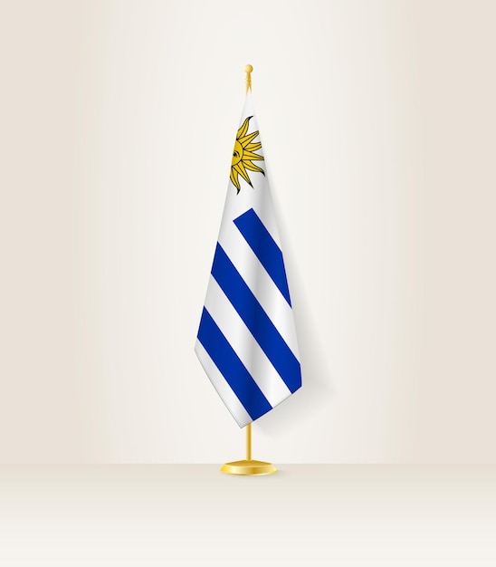 Uruguayaanse vlag op een vlaggenstandaard