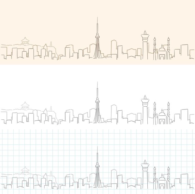 Vector urumqi handgetekende profiel skyline