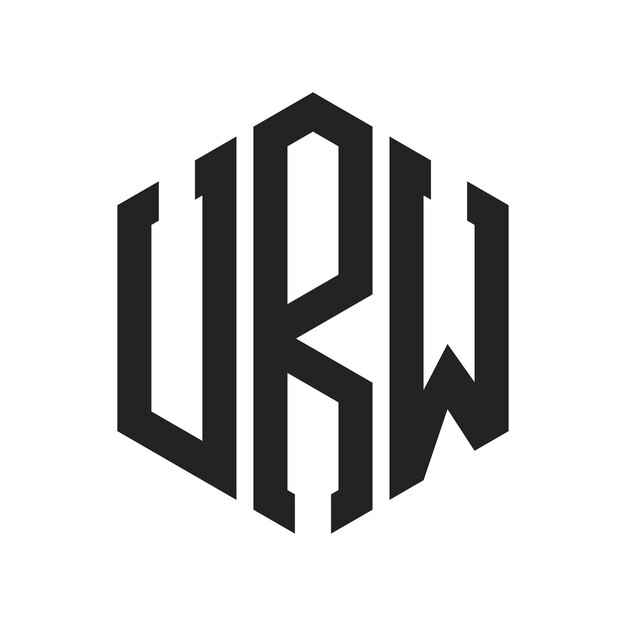 URW ロゴ デザイン イニシャルレター URW モノグラム ロゴ ヘクサゴン形