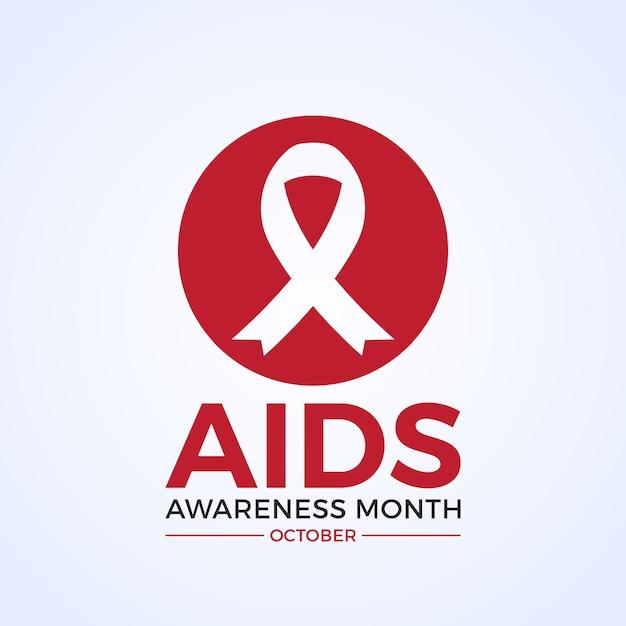 Us aids awareness month observed on every october realistic red ribbon symbol template for banner card background