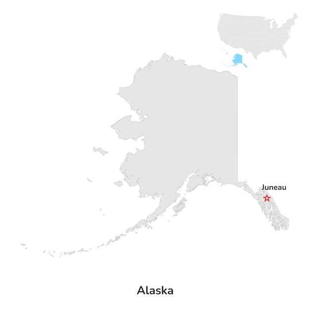 Stati uniti stato americano dell'alaska profilo della mappa della contea dello stato dell'alaska degli stati uniti su sfondo bianco