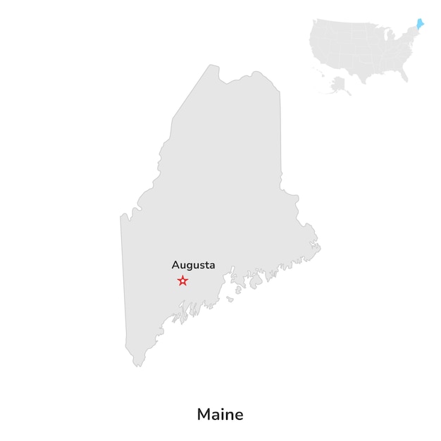 US American State of Maine USA state of Maine county map outline on white background