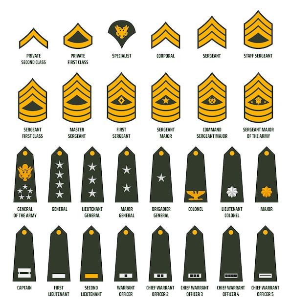 ベクトル 米軍はシェブロンと記章をランク付けしました