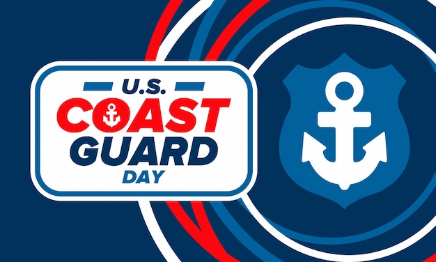 US Coast Guard Day in de Verenigde Staten Federale feestdag Zeestijlontwerp met anker en schild