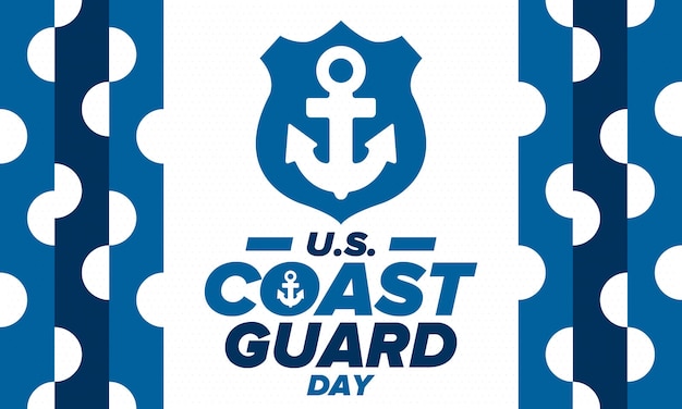 US Coast Guard Day in de Verenigde Staten Federale feestdag Zeestijlontwerp met anker en schild