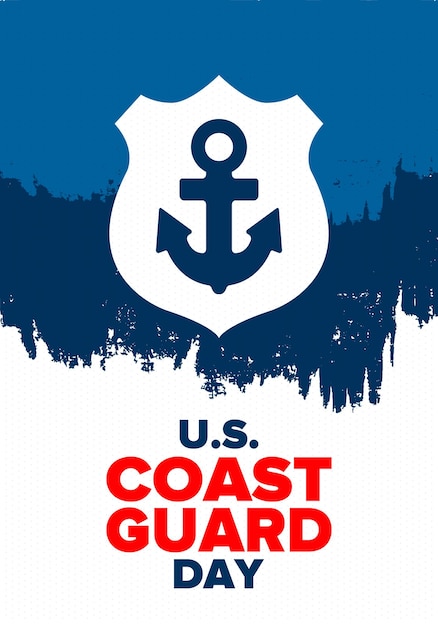 Vector us coast guard day in united states federal holiday sea style design with anchor and shield