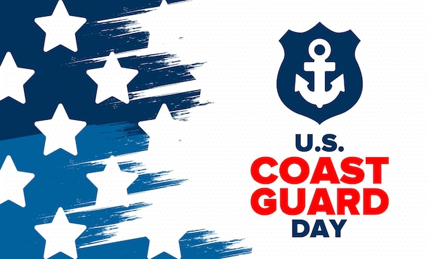 US Coast Guard Day in United States Federal holiday Sea style Design with anchor and shield