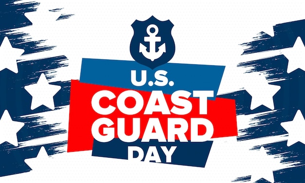 米国連邦祝日の米国沿岸警備隊の日 アンカーとシールドを備えた海のスタイルのデザイン