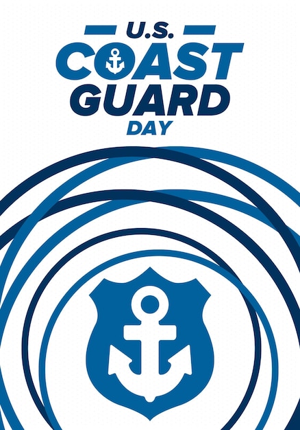 US Coast Guard Day in United States Federal holiday Sea style Design with anchor and shield