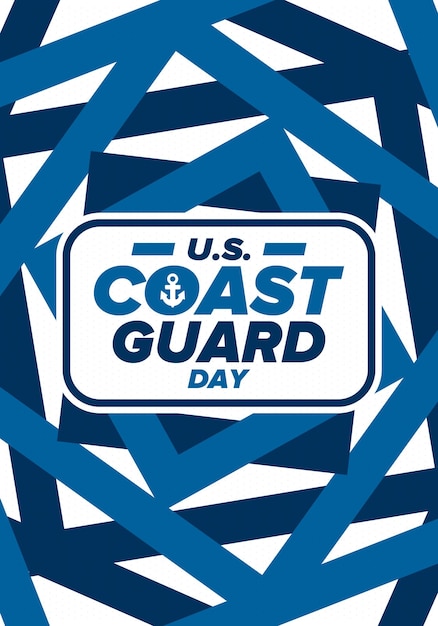 День береговой охраны США в США. Федеральный праздник. Дизайн в морском стиле с якорем и щитом.