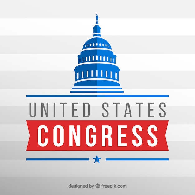 Vector us congress building with flat design