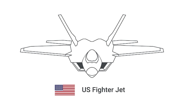 Vector us fighter jet outline vector illustration