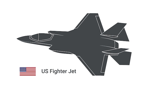 US Fighter Jet Outline Vector Illustration