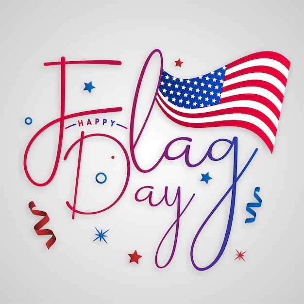 US flag day poster june 14 USA america national holiday banner text calligraphy typography symbol vector design