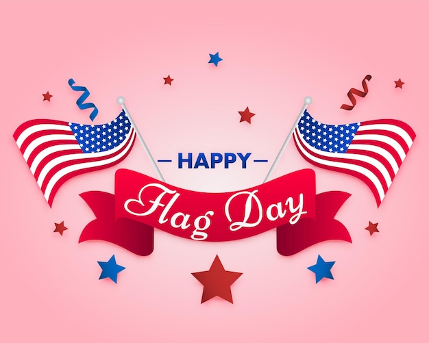 米国国旗制定記念日ポスター6月14日米国アメリカ国民の休日バナーベクトルデザインポスターグラフィックイラスト