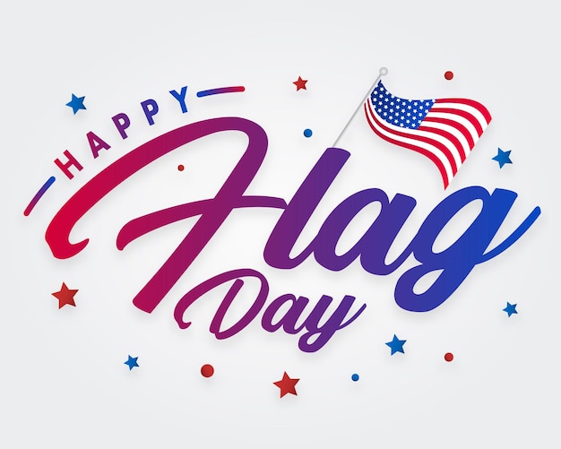 US flag day poster USA america national holiday text calligraphy typography symbol vector graphic