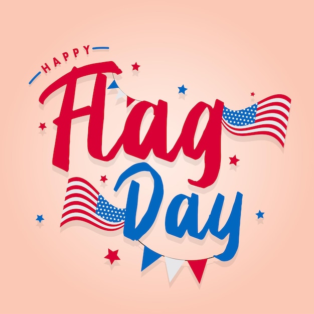 Us flag day poster usa america national holiday text calligraphy typography symbol vector template