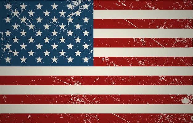 Vector us flag on vintage shabby background