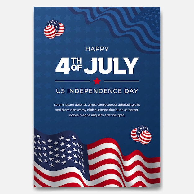 Vector us independence day july 4th poster illustration on decorative background