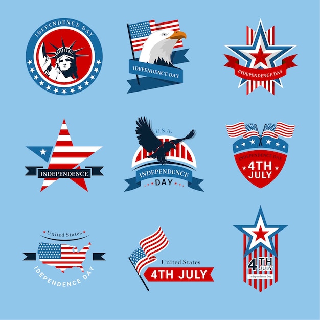 Vector us independence day labels or badges