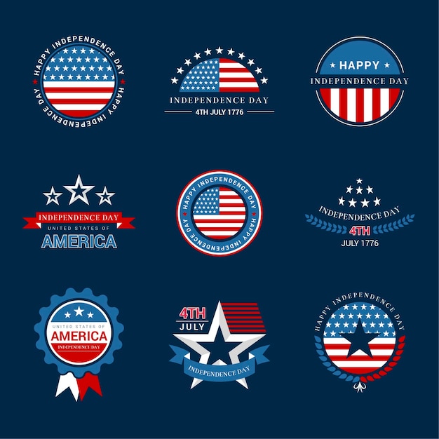 Us Independence Day Labels or Badges