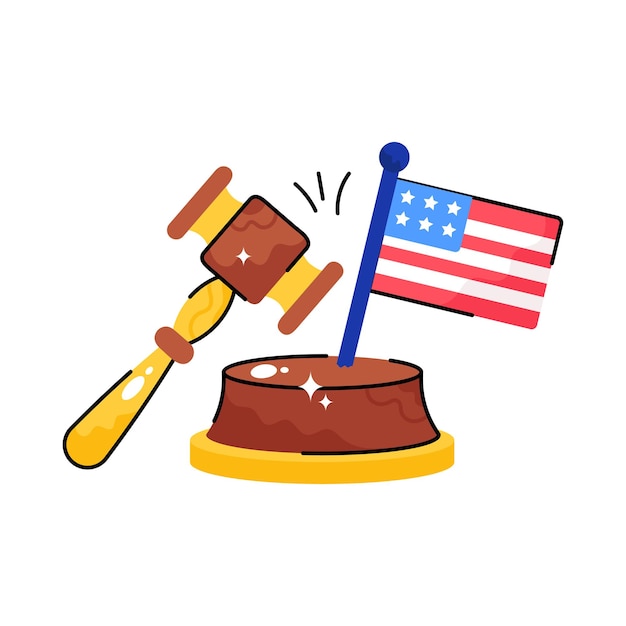 Vector us law doodle vector outline icon eps 10 file