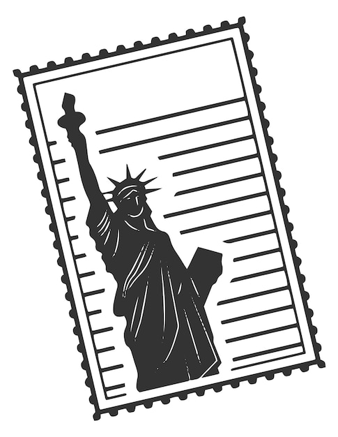 Us liberty statue label Travel tourist black sticker isolated on white background