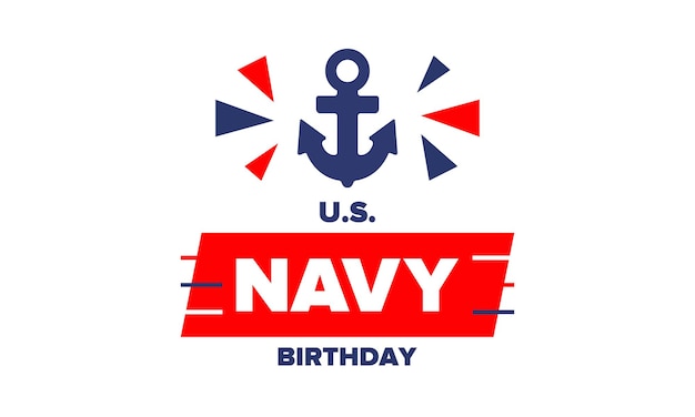 US NAVY birthday Holiday in United States Patriotic design Anchor symbol Vector poster