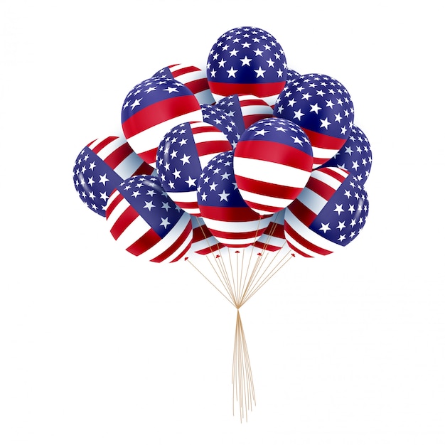 米国の愛国的な風船。 7月4日のための特別な色の風船。マーティンルーサーキングデイ。国のナショナルカラー。
