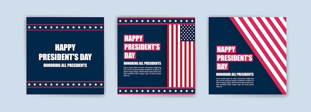 Vector us presidents day greeting card displayed with the national flag of the united states of america