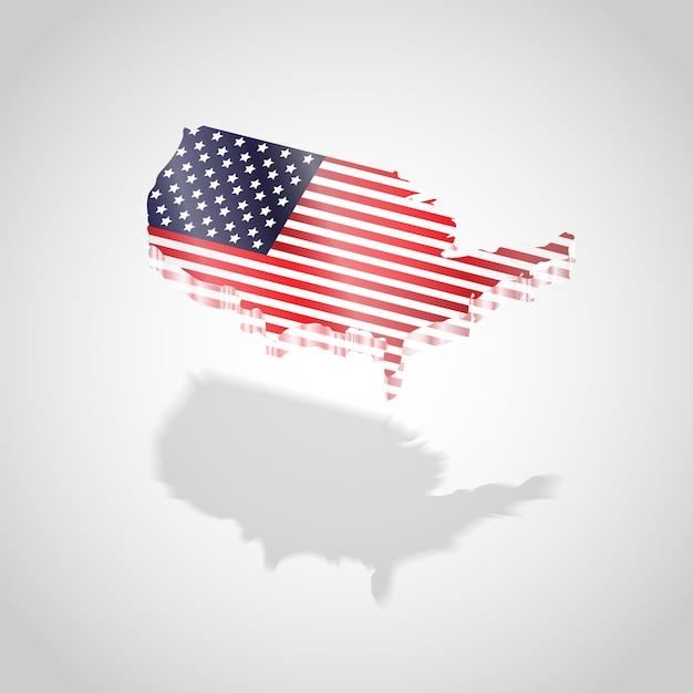 USA of America flag on Glossy USA map