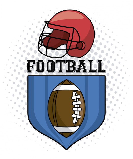 Vector usa american football emblem with helmet and ball on badge vector illustration graphic design